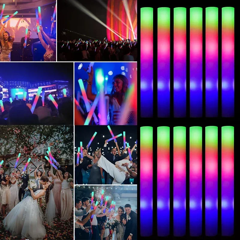Wedding Supply In Bulk - 15/30 Buah Tongkat Cahaya LED Warna-warni