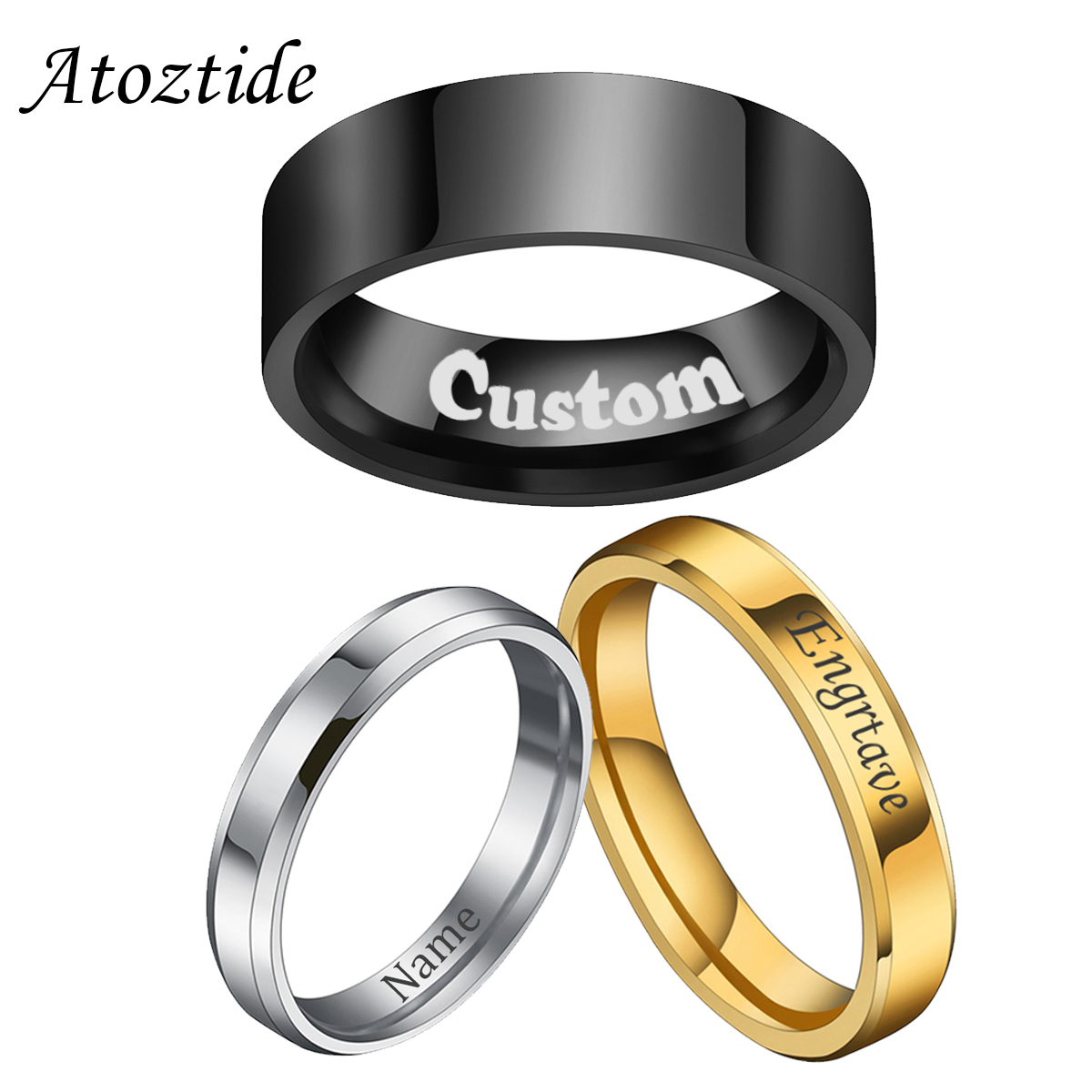 Wedding Zone - Atoztide 4/6/8Mm Cincin Tanggal Ukiran Nama