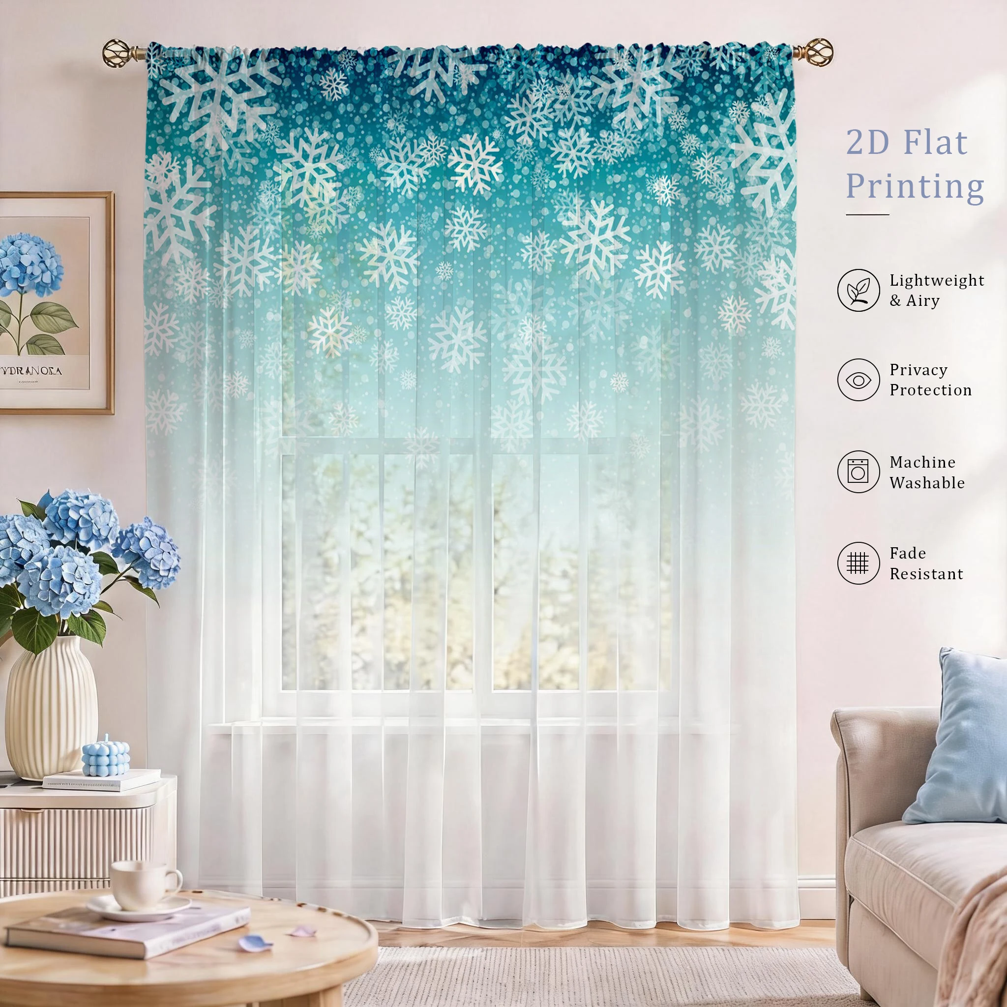 Good Floral & Wedding Decor Supply Photos - Tirai Transparan Gradasi Bunga, Voile Berkualitas