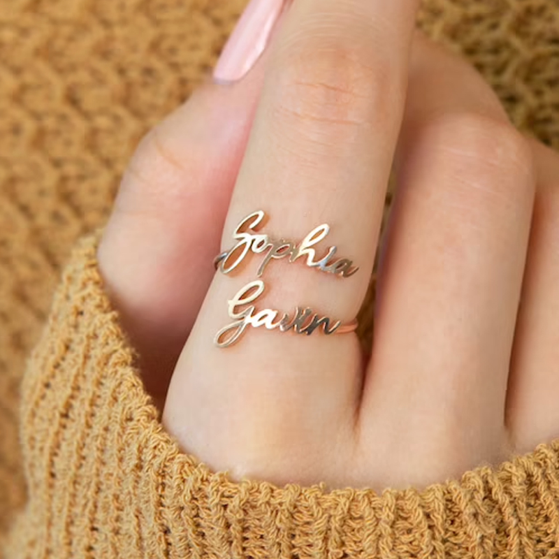 Wedding Zone - Cincin Nama Ganda Kustom untuk Wanita